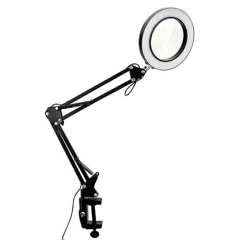 Loupe de bureau 10x avec lumière et pince, 3 modes de couleur, 10 niveaux de luminosité réglables. (1/5)