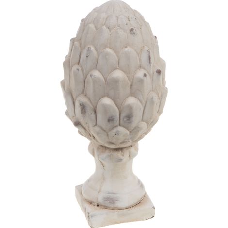 Pomme de pin blanche patinée 29 cm – Ciment décoratif pour Noël – Élément central élégant pour intérieur et extérieur – Amadeus