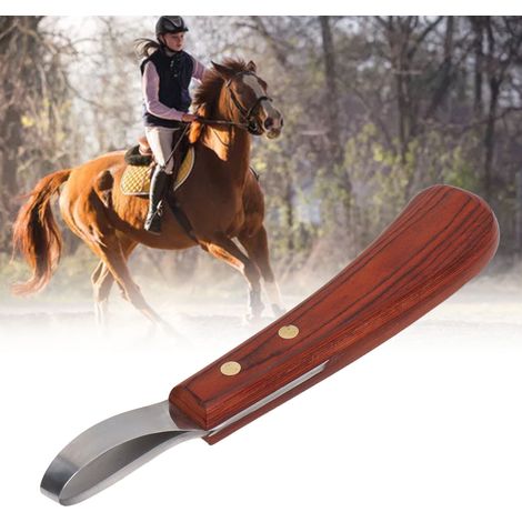 Tijeras profesionales para cascos de caballos y ganado con hoja de acero inoxidable y mango de madera de caucho: herramienta versátil para el recorte. (1/5)
