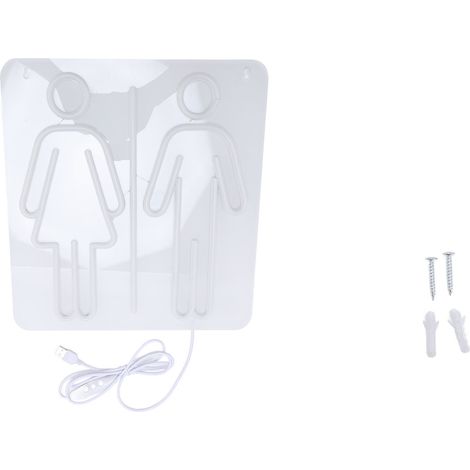 Panneau néon LED pour toilettes, alimenté par USB, luminaire mural accrocheur pour toilettes, hôtel, centre commercial (1/5)