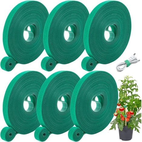 Attaches de câble Velcro vertes, 20 mm x 10 m, 6 pièces, pour attacher et modeler les plantes, et pour la composition florale. (1/5)