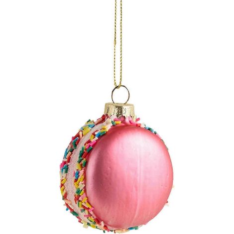 (Macaron individuel) Ornement de Noël en verre artistique portable avec peinture solide et facile à utiliser, multicolore, idéal pour la décoration de Noël et de la maison. (1/5)