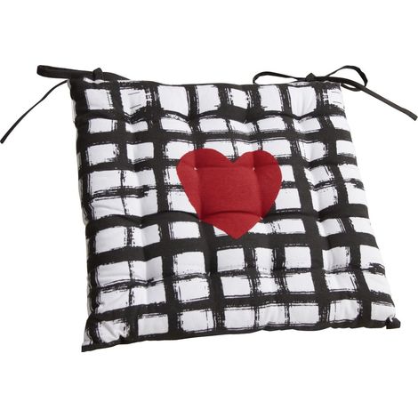 Galette de chaise en coton Coeur