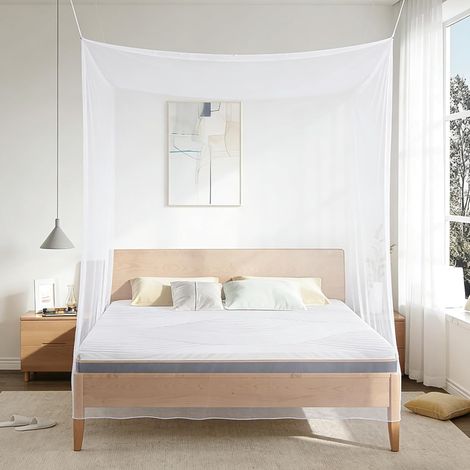 Zanzariera per letto 200x200x220, zanzariera bianca per letto matrimoniale, zanzariera rettangolare per casa e viaggi