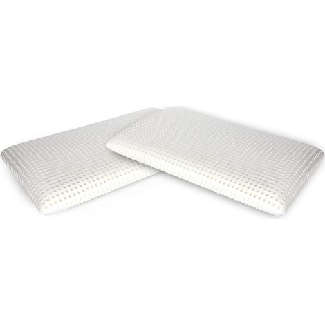 Talamo Italia Set di 2 Cuscini per letto, 100% Made in Italy, Guanciale ergonomico a "saponetta" in Memory Foam forato, Anallergico e Traspirante, 70x39xh10 cm, con imballo rinforzato