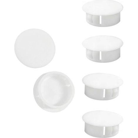 10 Pièces 25mm Bouchons en Plastique Rond, Cache Trou Meuble, Blanc, Bouchon de Trou de Percage pour Verrouillage Trou Meubles (1/4)