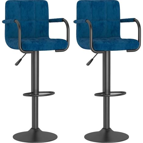 vidaXL Taburetes de cocina 2 unidades terciopelo azul (1/2)