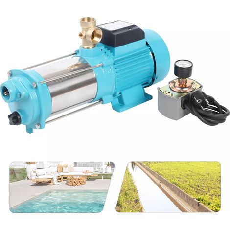 Bomba centrífuga de acero inoxidable 1300 W, bomba centrífuga para jardín, control de bomba, interruptor de presión, 9,8 bar, 4000 L/H, bomba centrífuga, interruptor de presión, control de (1/5)