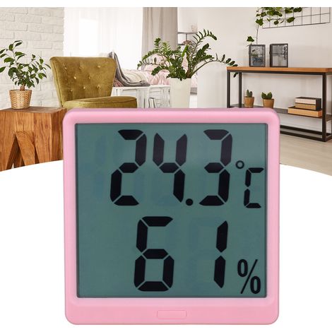 Hochpräzises elektronisches Thermometer zur Messung von Temperatur und Luftfeuchtigkeit in Innenräumen, geeignet für den Einsatz in feuchten und trockenen Umgebungen, Farbe: rosa. (1/5)