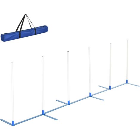 Agility Set Hunde 6-teiliges Agility-Ausrüstung für Hundetraining klappbar Steckhürdenset mit 6 Slalomstangen Tragetasche Trainingszubehör Koordinationstraining Agilityset für Spiele Training