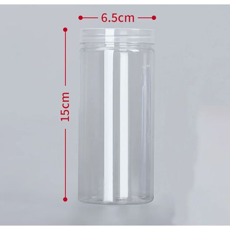 (M-440ml)1 bouteille d'emballage en plastique PET transparente vide avec fermeture hermétique, type seau circulaire, bocal à biscuits, boîte de conservation alimentaire scellée, récipient de stockage (1/5)