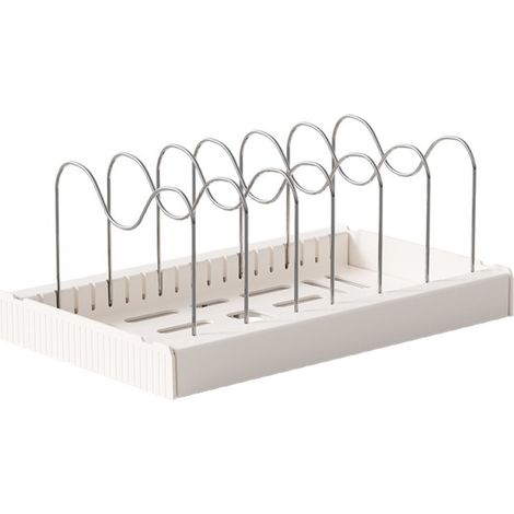 Organiseur Tiroir Cuisine, 10 Séparateurs Acier, Support Casserole Extensible 32-57cm, Rangement Poêle Placard (1/5)
