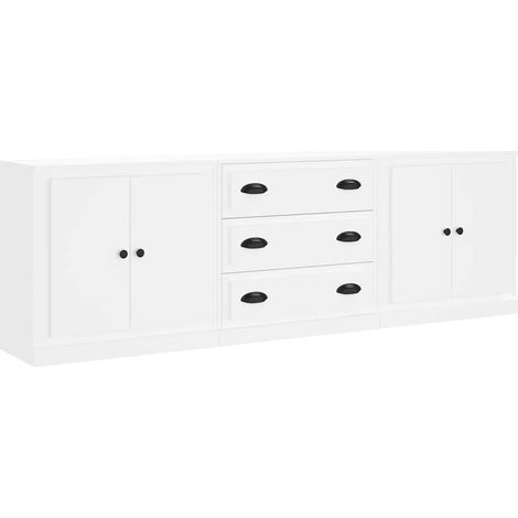 Maison Exclusive - Credenze 3 pz Bianco in Legno Multistrato