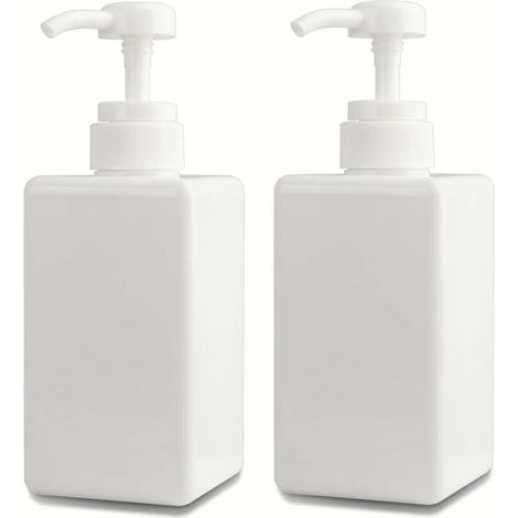 450-ml-Seifenspender, 2er-Set leere Kunststoff-Pumpflaschen für Küche und Bad – Weiß (1/5)