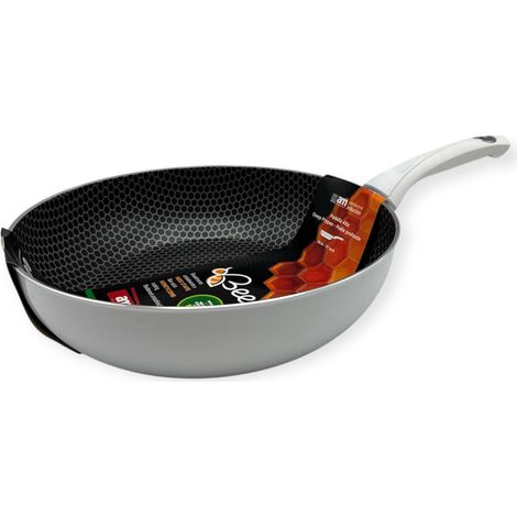 Padella Antiaderente anche Induzione Bee Nido D'Ape Alta Bianca 28 cm (1/2)