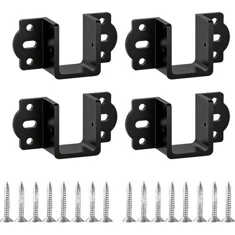 4 supports de traverse lit en forme U, connecteurs bois fixes (1/5)