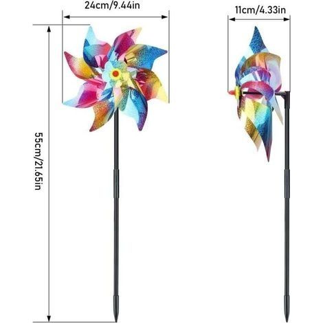 reflektierende Windmühlen, Anti-Vogel-Windmühlen, reflektierendes Vogelabwehrmittel, Anti-Vogel-reflektierende Windmühlen, Windmühlen für den Garten im Freien (Regenbogen) (1/3)