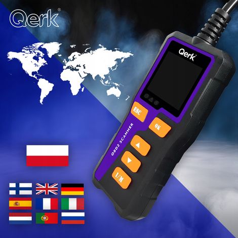 INTERFACE DE DIAGNOSTIC TESTEUR OBD2 MENU POLONAIS ÉCRAN COULEUR QERK T51 (1/5)