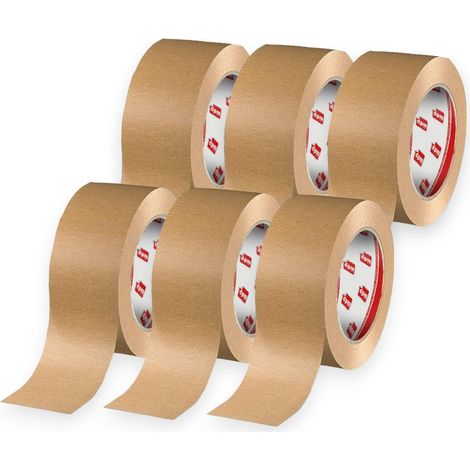 6 Rouleaux de Ruban Adhésif d'Emballage en Papier pour Cartons, Colis, Déménagement et Expédition, Havane, 50 mm x 50 m (1/5)