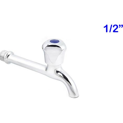 RUBINETTO A MURO CROMATO BAGNO CUCINA ATTACCO 1/2" CANNA LUNGA 17CM DGO-152 (1/4)