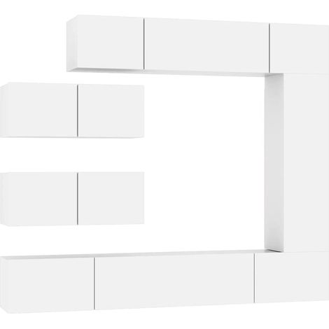 Maison Exclusive - 7-tlg. TV-Schrank-Set Weiß Holzwerkstoff (1/5)