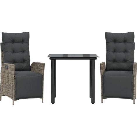 Maison Exclusive - Set comedor de jardín 3 piezas con cojines rat (1/5)