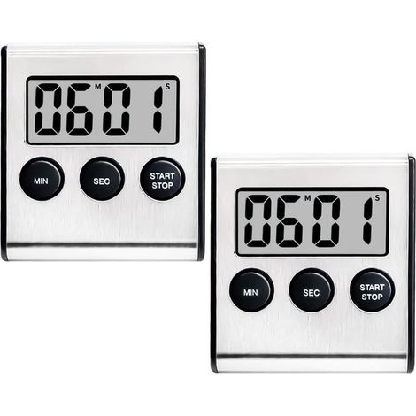 Lot de 2 Timer Cuisine, Minuteur Digital avec Alarme Puissante, Chronometre Minuteur de Cuisine Aimanté, Compte à Rebours de 100 Minutes et Chronomètre pour La Cuisine,Le Sport,Les études,Les Réunions (1/5)
