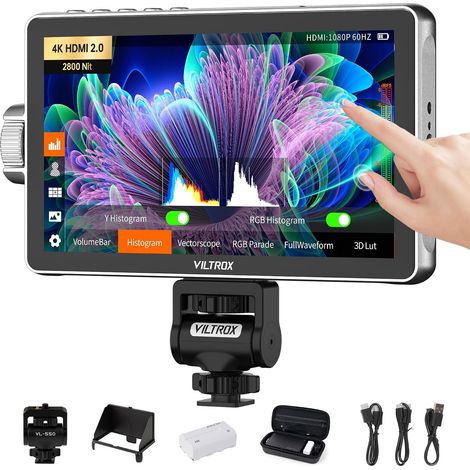DC-A1 Moniteur caméra 7 Pouces IPS HD 1920x1080 écran Tactile Moniteur vidéo 4K HDMI 2.0 LUT 3D Focus Peaking Assistance vidéo HDR Full Waveform Batterie F550 (1/5)