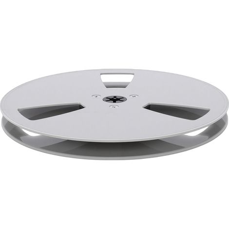 Bobine réceptrice vide 1/4" (7 pouces) compatible avec les magnétophones à bobines TEAC, en ABS, style vintage, universelle, avec 3 trous, grise. (1/5)
