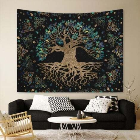 Tenture murale Arbre de vie 130 x 150 cm – Tapisserie en coton pour décoration intérieure, salon, chambre ou dortoir (1/5)