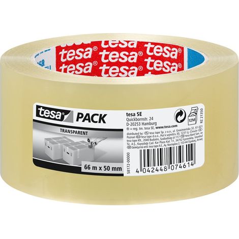 Nastro adesivo da imballaggio TESA STANDARD, trasparente, 66 m x 50 mm (1/3)