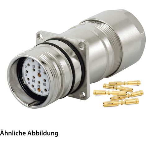 HUMMEL SET inkl. Kontakte M23 Signal Wanddurchführung Kupplung, Crimpein. gerade Polzahl 9-pol. 1+8, Buchse Hinterwand, Kabelabgang gerade, Klemmbereich 11,0mm - 17,0mm - 1 Stück