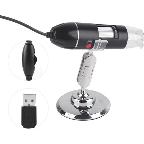 Microscope LED 50X/500X 0,3 MP, loupe USB pour ordinateur avec support (1/5)