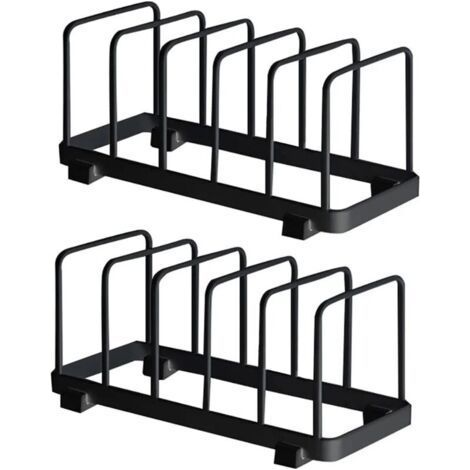 Assiette Organisateur, Égouttoir à Vaisselle, Supports à Assiettes, Organisateur d'Étagère à Assiettes, Rangement de Planche à Découper pour Cuisine Comptoir Placard (Noir, 2 Pièces) (1/4)