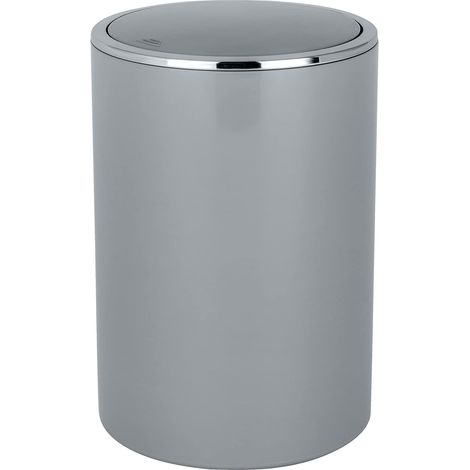 Petite Poubelle Salle de Bain, Poubelle à Couvercle, 5L, Gris, Plastique, Ø 18,5 x 25,5 cm (1/5)