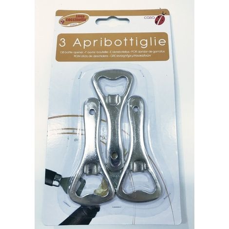TrAdE Shop Traesio - Set 3 Apribottiglie A Leva In Acciaio Apri Bottiglie Tappi Barattoli Levatappi -