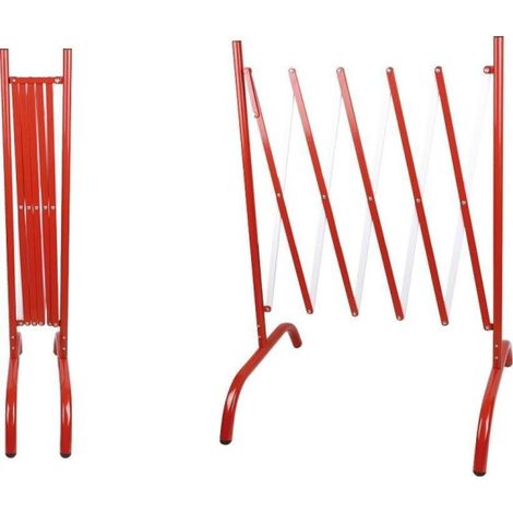 Valla metálica plegable lacada al horno (rojo, blanco) 2,50 x 1,05 m abierta SEKURECO