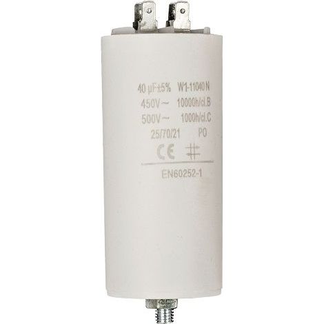 Condensador de arranque para motor electrico 450 VAC 40.0 uF Blanco