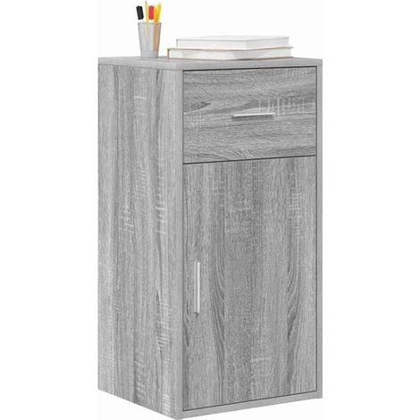 Buffet de Cuisine avec Tiroirs, Gris et Chêne Sonoma, 38x34x75 cm, Meuble de Rangement Compact pour Salon ou Entrée (1/5)