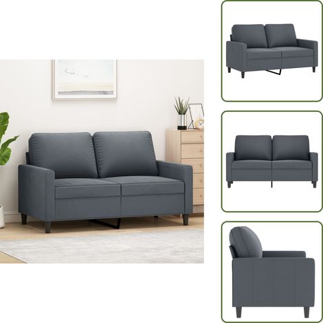 Canapé à 2 places Gris foncé 120 cm Velours - Canapé Deux Places - Canapé Velours - Canapé Gris - Canapé Moderne - Meuble Salon (1/5)