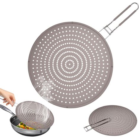 Écran Anti Projection - 1 Pièce - Silicone Alimentaire - Poignée Pliable - Pour Cuisson Friture - 32CM (1/5)