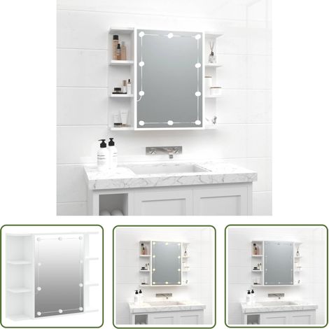The Living Store Armoire à miroir avec LED Blanc 70x16,5x60 cm - Armoire À Miroir - Meuble De Salle De Bain - Éclairage Led - Rangement Cosmétiques - Vanity Table (1/5)