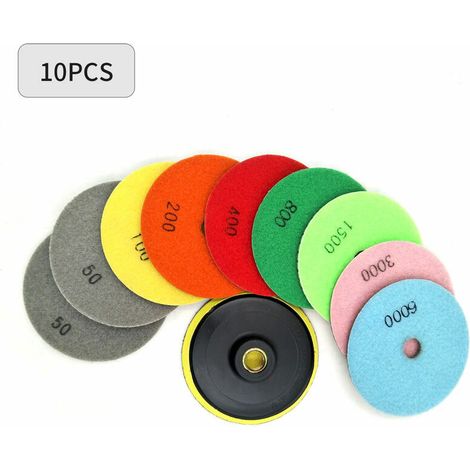 Green Mobility-10 Pieces Set De Polissage De Diamants Tapis 4 Pouces Humide / Sec Granit Pierre Beton Marbre (1/5)