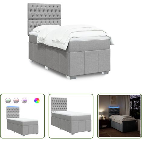 vidaXL Sommier à lattes de lit avec matelas gris clair 80x200 cm tissu (1/5)