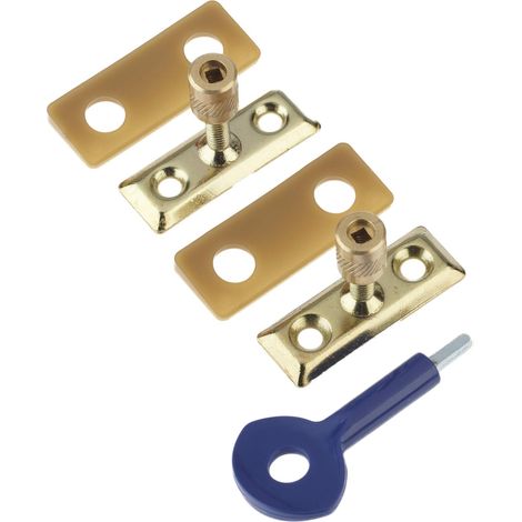 Yale P-2P111-PB-2 2 Chiusure per finestrini, con Gancio di Fissaggio per Porte Esistenti, Facile da Montare, Ottone Lucido