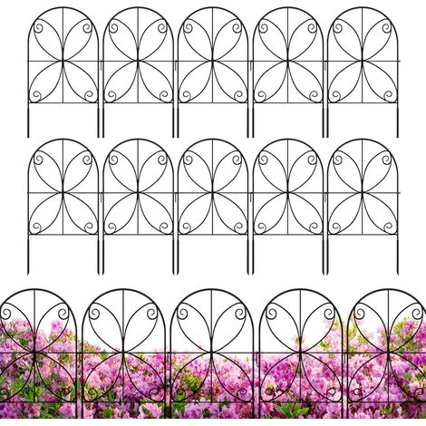 10 teiliger Dekorativer Gartenzaun für Außenbereich Stabile