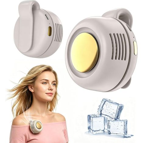 Générique Mini Ventilateur à Clip Portable – 3 Vitesses, Sans Pales, Silencieux, Rechargeable pour Bureau, Voyage, Extérieur, Se Fixe sur Chemise et Ceinture (Blanc) (1/5)