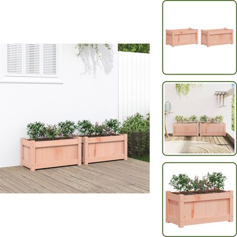 The Living Store Pflanzkübel 2 Stk. Massivholz Douglasie - Holzpflanze - Douglasie - Gartendeko - Balkonpflanzen - Terrasse (1/5)