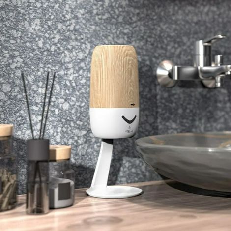 Distributeur de savon automatique à capteur (aspect bois) 400 ml, rechargeable par USB, désinfectant pour les mains automatique (1/5)