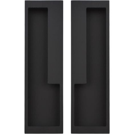 royaluxe-Lot de 2 poignées de porte coulissante encastrées en alliage d'aluminium, 20 cm, modernes et simples pour tiroir de grange, placard, armoire/noir mat